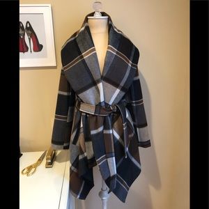 Chicwish Prairie Plaid Rabato Wrap Coat